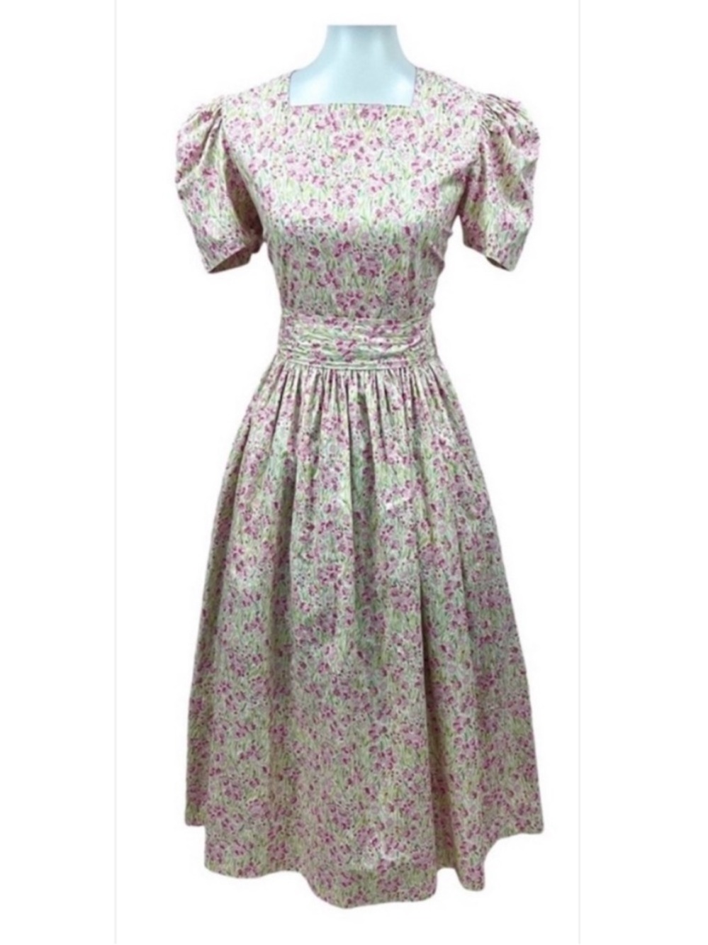 Vintage Laura Ashley Puff Sleeve Ditsy Floral Cottagecore Prairie Dress